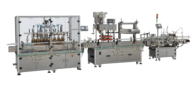 灌裝機(jī)+全自動(dòng)封蓋機(jī)（自動(dòng)理蓋，自動(dòng)扣蓋，自動(dòng)旋壓蓋）+貼標(biāo)機(jī)